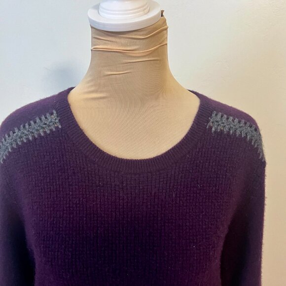 Johnny Was Mishika Cashmere Embroidered Sweater Waffle Knit Purple Size L - Picture 5 of 11